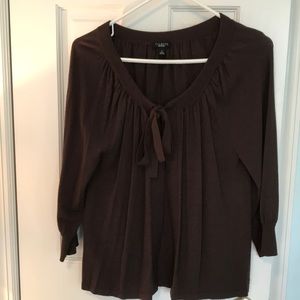 Talbots chocolate brown flowy short cardigan